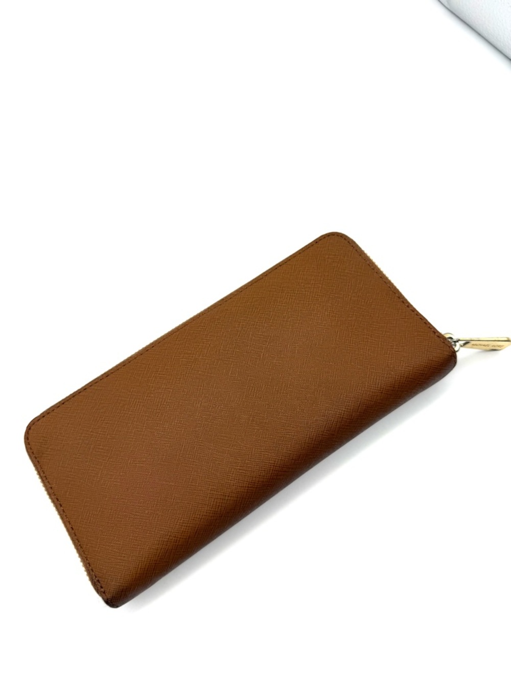 Michael Kors Jet Set Saffiano Zip Around Wallet Brown and Gold - Picture 13 of 14